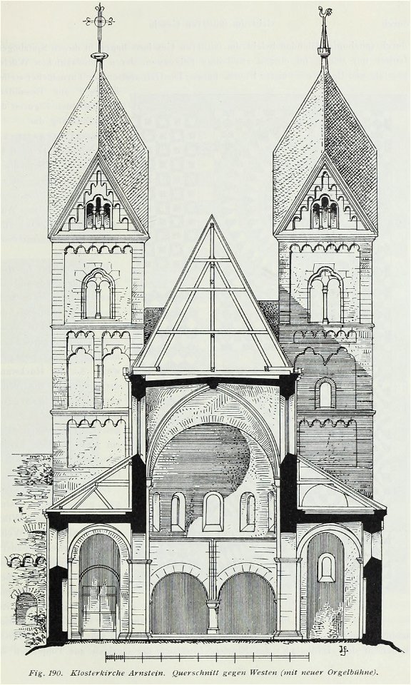 Luthmer III-190-Klosterkirche Arnstein Querschnitt gegen Westen mit neuer Orgelbühne