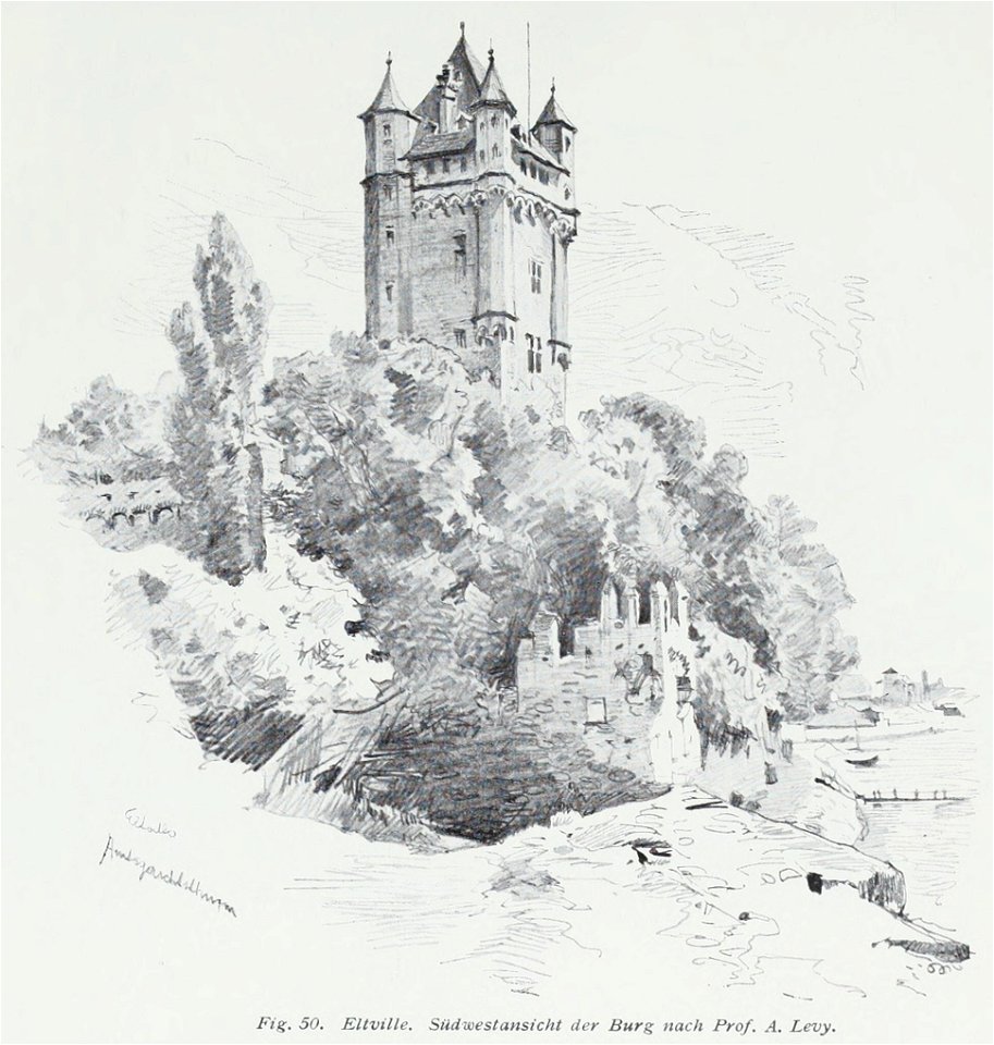 Luthmer I-050-Eltville Südwestansicht der Burg nach Prof A. Levy
