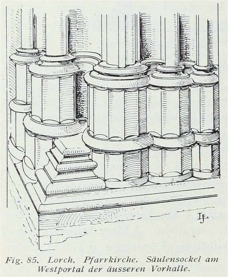 Luthmer I-085-Lorch Pfarrkirche Säulensockel am Westportal der äusseren Vorhalle