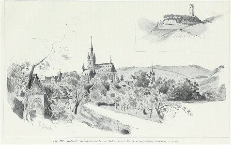 Luthmer I-172-Kidrich Gesammtansicht von Südosten und Ruine Scharfenstein nach Prof A Levy