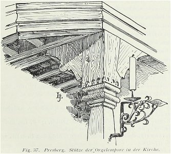 Luthmer I-037-Presberg Stütze der Orgelempore in der Kirche