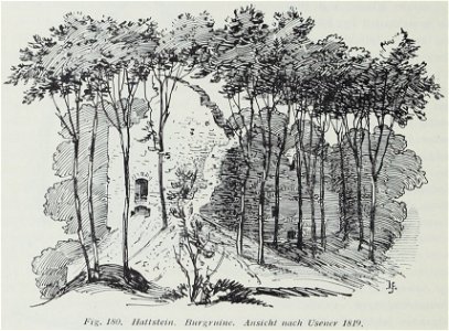 Luthmer II-180-Hattstein Burgruine Ansicht nach Usener 1819