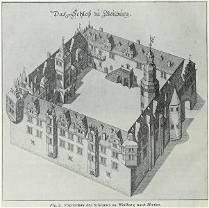Luthmer III-002-Vogelschau des Schlosses zu Weilburg nach Merian