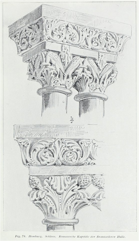 Luthmer II-078-Homburg Schloss romanische Kapitäle der Brauweilerer Halle