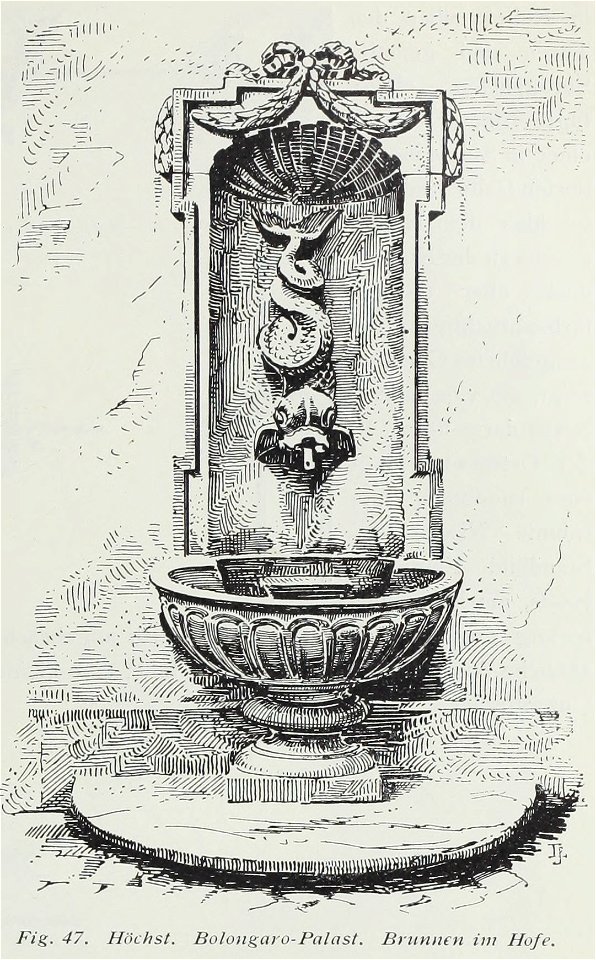 Luthmer II-047-Höchst Bolongaro-Palast Brunnen im Hofe