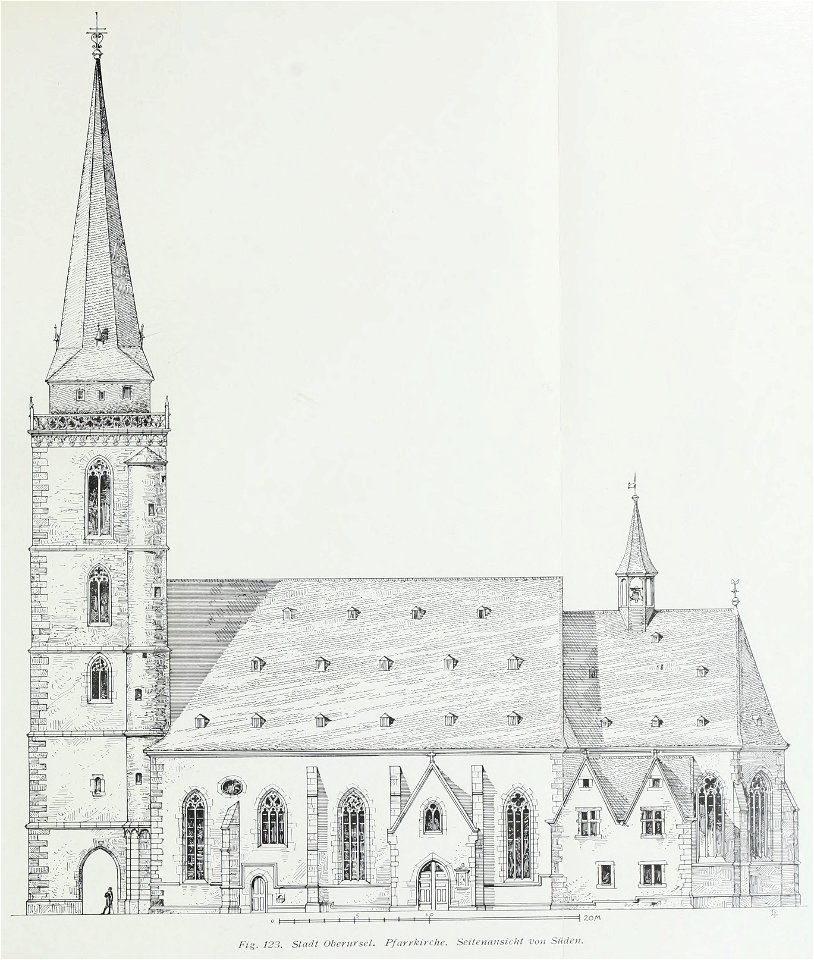 Luthmer II-123-Stadt Oberursel Pfarrkirche Seitenansicht von Süden