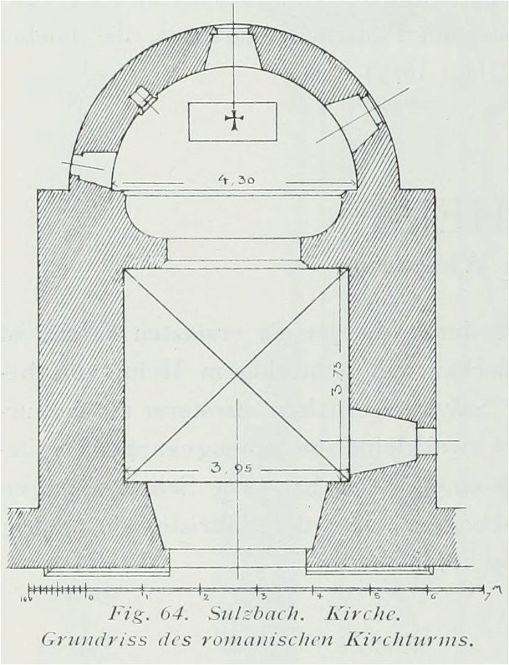Luthmer II-064-Sulzbach Kirche Grundriss des romanischen Kirchturms
