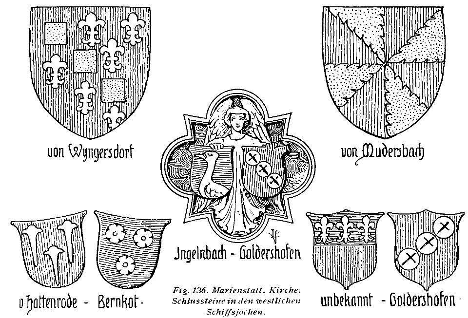 Luthmer IV-136-Marienstatt Kirche Schlussteine in den westlichen Schiffsjochen