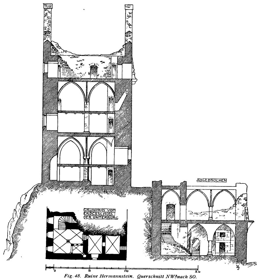 Luthmer IV-048-Ruine Hermannstein Querschnitt NW nach SO