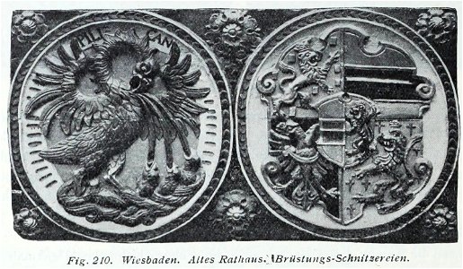 Luthmer V - 210 - Wiesbaden altes Rathaus Brüstungs-Schnitzereien