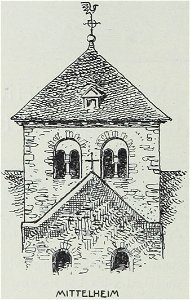 Luthmer VI-159b-Turmstudien 1 Romanische Türme mit Zeltdach und Gruppenfenstern-Mittelheim