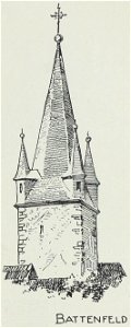 Luthmer VI-161c-Turmstudien 3 gotische Türme mit schlanker Pyramide und Wichhäusern-Battenfeld