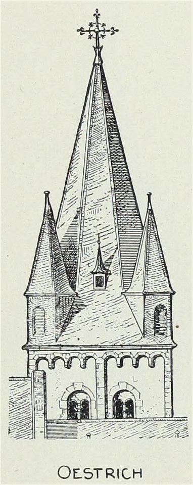 Luthmer VI-161e-Turmstudien 3 gotische Türme mit schlanker Pyramide und Wichhäusern-Oestrich