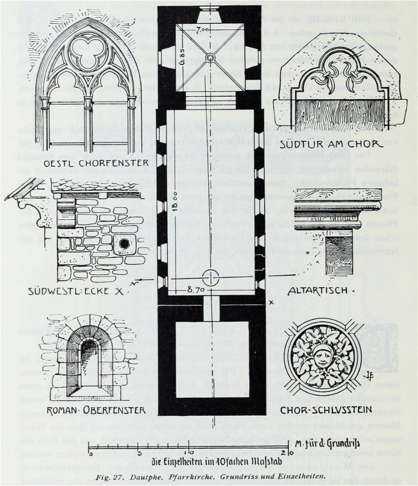 Luthmer IV-027-Dautphe Pfarrkirche Grundriss und Einzelheiten
