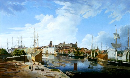 Ludwig Eduard Lütke - Stettin - Blick von der Lastadie-Oderinsel 1836