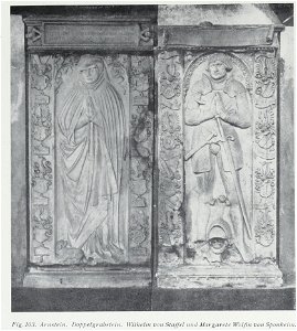 Luthmer VI-103-Arnstein Doppelgrabstein Wilhelm von Staffel und Margarete Wolfin von Sponheim