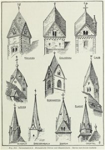 Luthmer VI-160-Turmstudien 2 Romanische Türme mit Rautendach Türme mit freien Giebeln