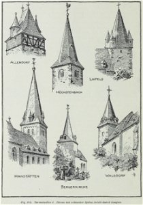 Luthmer VI-162-Turmstudien 4 Türme mit schlanker Spitze belebt durch Gaupen