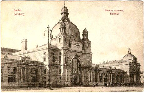 Lwów. - Lemberg. Głowny dworzec. - Bahnhof