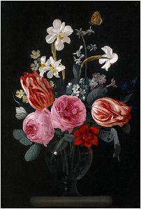 Carstian Luyckx - A still life of tulips, roses, daffodils and other flowers