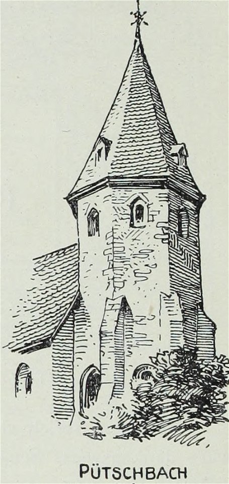 Luthmer VI-159c-Turmstudien 1 Romanische Türme mit Zeltdach und Gruppenfenstern-Pütschbach