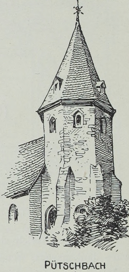 Luthmer VI-159c-Turmstudien 1 Romanische Türme mit Zeltdach und Gruppenfenstern-Pütschbach