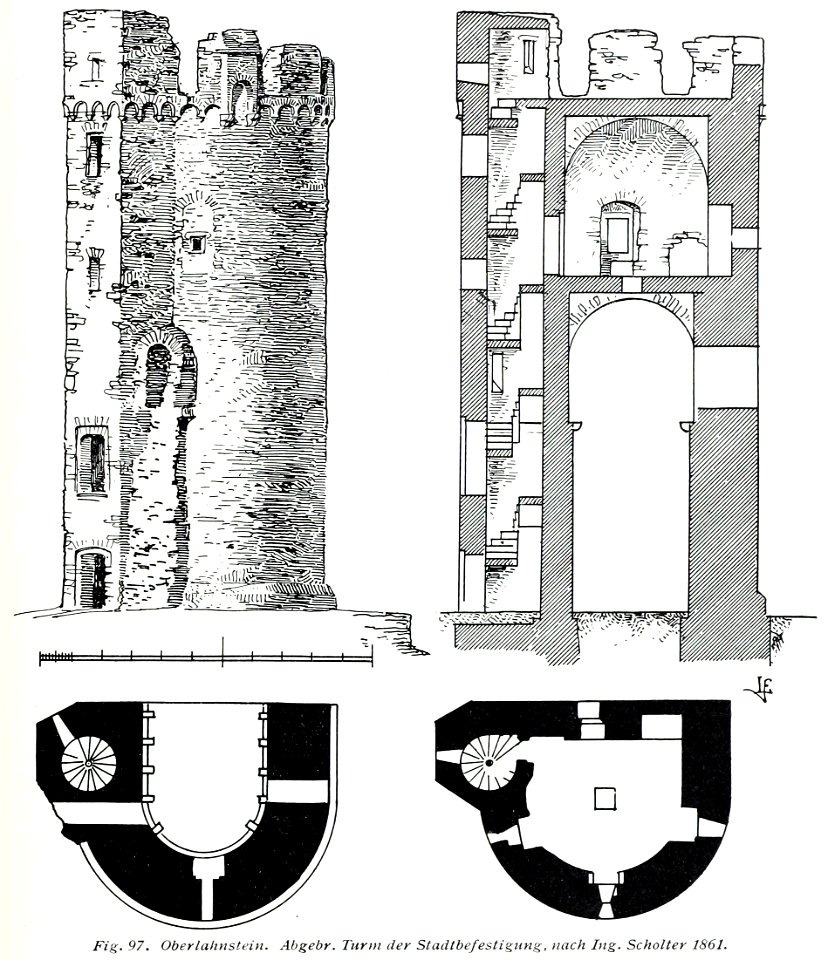 Luthmer V - 97 - Oberlahnstein Abgebr. Turm der Stadtbefestigung nach Ing. Scholter 1861
