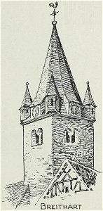 Luthmer VI-161d-Turmstudien 3 gotische Türme mit schlanker Pyramide und Wichhäusern-Breithart