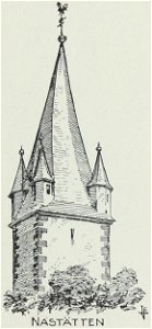 Luthmer VI-161f-Turmstudien 3 gotische Türme mit schlanker Pyramide und Wichhäusern-Nastätten