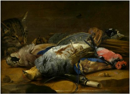 Carstian Luyckx - Cat and dead fowl. Free illustration for personal and commercial use.