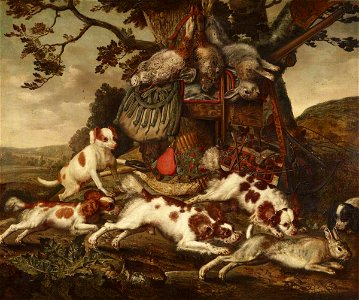 Cornelis Lelienbergh (1626-1676) - Spaniels Chasing a Hare - 515712 - National Trust