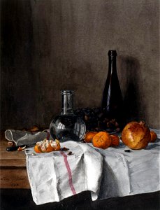 Léon Bonvin - Still Life with Wine, Water, Fruit, and Nuts - Walters 371664 (2)