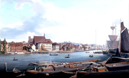 Ludwig Eduard Lütke - Ansicht von Stettin vom Oderufer 1836
