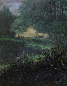 Léon Bonvin - Fisherman on a Pond with Willow Trees - Walters 371648 (2)