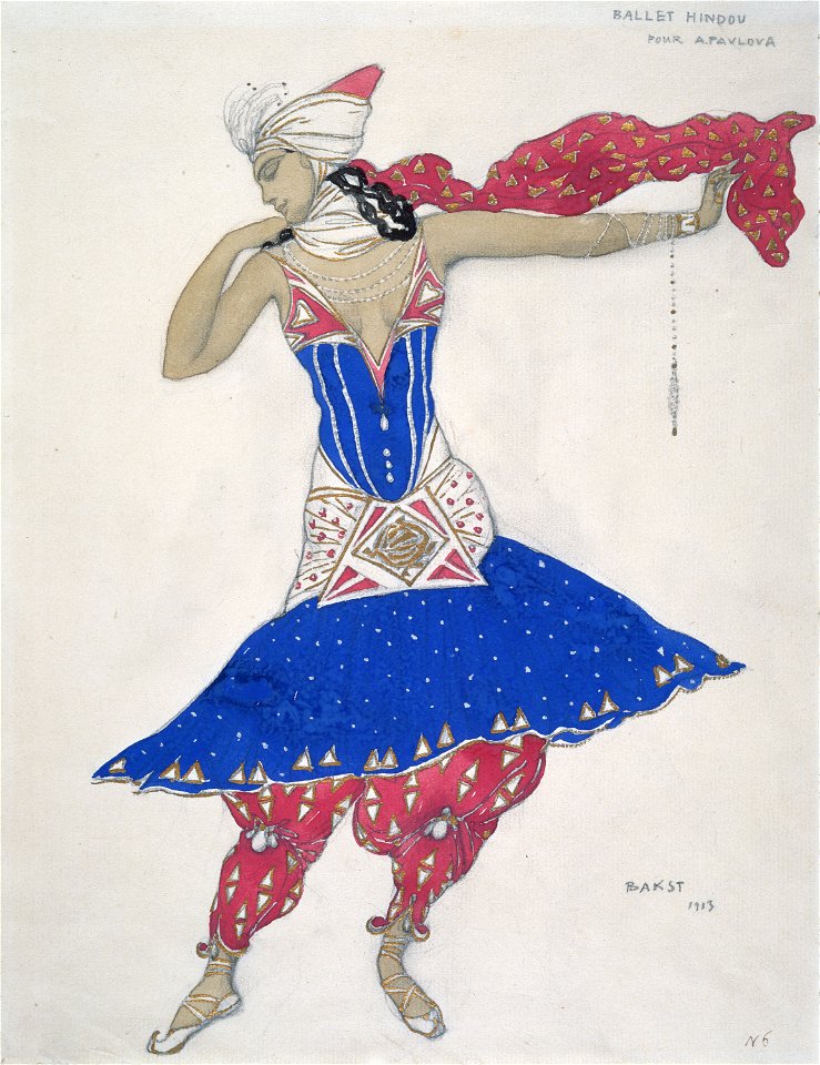 Léon Bakst - Anna Pavlova in the Ballet 'Oriental Fantasy' - 3.1.o.92 - Isabella Stewart Gardner Museum