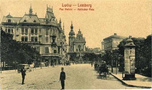 Lwów - Lemberg. Plac Halicki - Halitscher Platz (02)