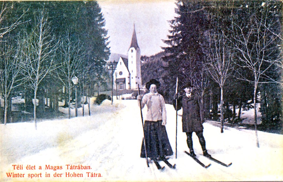 Lyžiari v Tatranskej Lomnici 1910