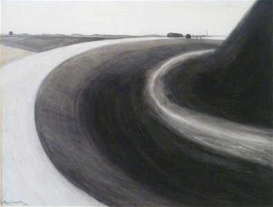 Léon Spilliaert (1909) - De dijk van Oostende naar de vuurtoren toe, gebogen perspectief