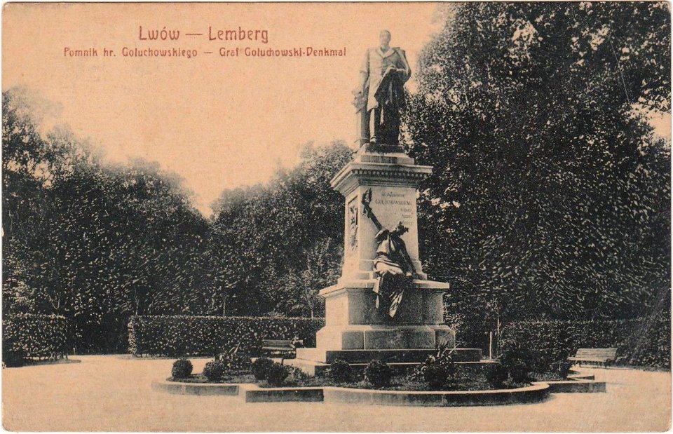Lwów - Lemberg. Pomnik hr. Gołuchowskiego - Graf Gołuchowski-Denkmal