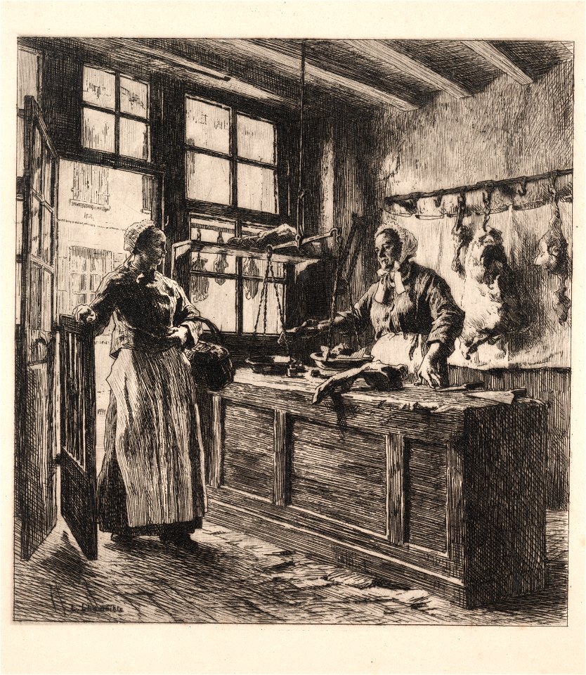 Léon Augustin Lhermitte (French, 1844-1925) - Interior of a Butcher Shop - 1978.134 - Cleveland Museum of Art