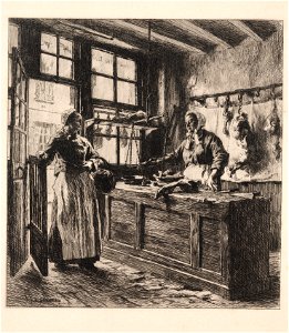 Léon Augustin Lhermitte (French, 1844-1925) - Interior of a Butcher Shop - 1978.134 - Cleveland Museum of Art