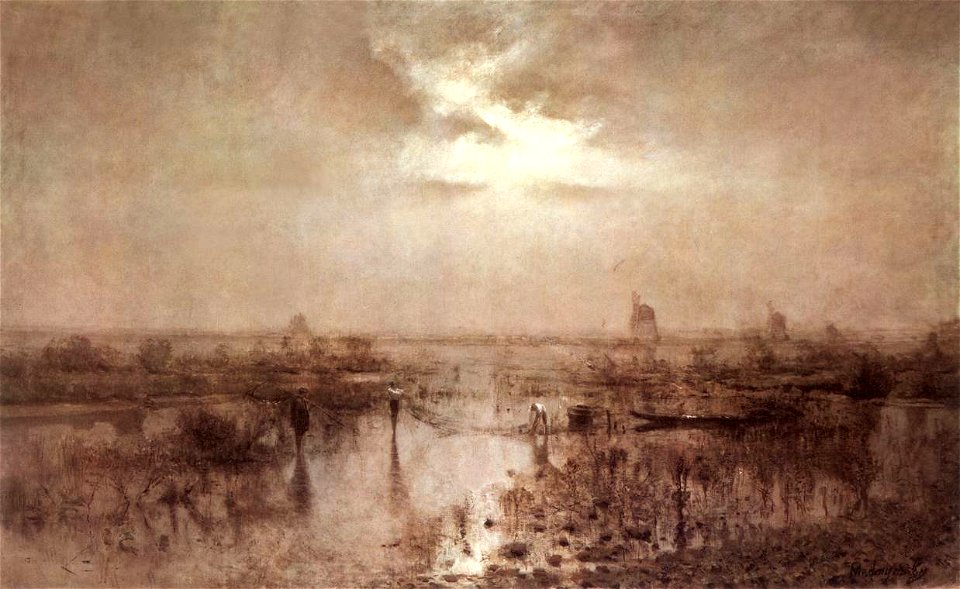 László Mednyánszky (1852-1919) Fishing on the Tisza