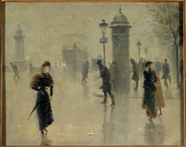 Léon Jules Lemaître - Passants sur le boulevard, un jour d'hiver, vers 1895 - P2115 - Musée Carnavalet
