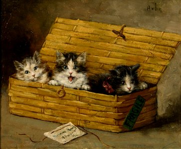 Léon Huber Drei Kätzchen
