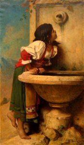 Léon Bonat - Roman Girl at a Fountain