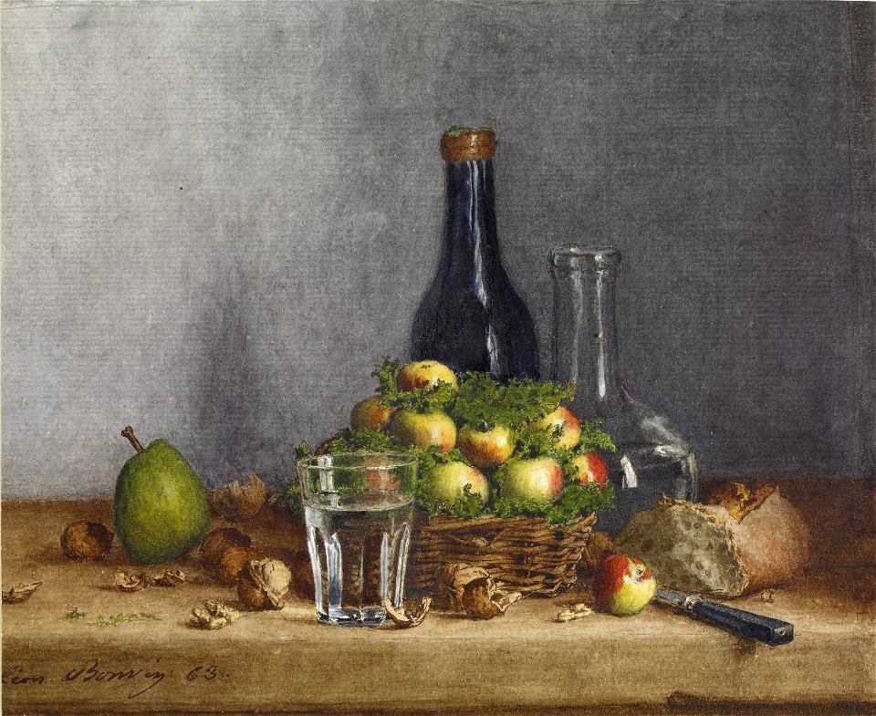 Léon Bonvin - Still Life - Basket of Apples, Pear, Walnuts and Knife - Walters 371525 (2)