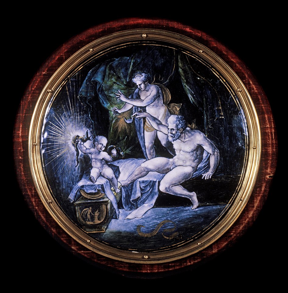 Léonard Limosin - Medallion with Hercules Strangling Serpents - Walters 44212