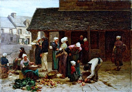 Léon Lhermitte Le marché de Ploudalmézeau