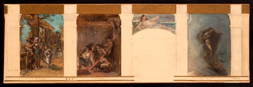 Léon-François Comerre - Esquisse pour la salle des fêtes de la mairie du 4ème , L'Automne. L'Hiver. L'Eau. La Nuit. - PPP3926 - Musée des Beaux-Arts de la ville de Paris