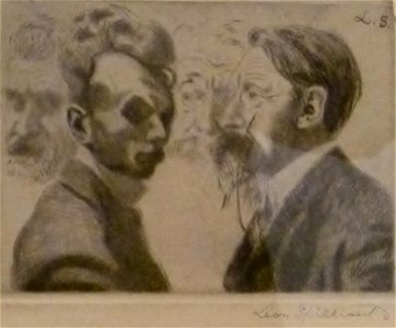 Léon Spilliaert (1908) - Drievoudig portret met Emile Verhaeren en Edmond Deman